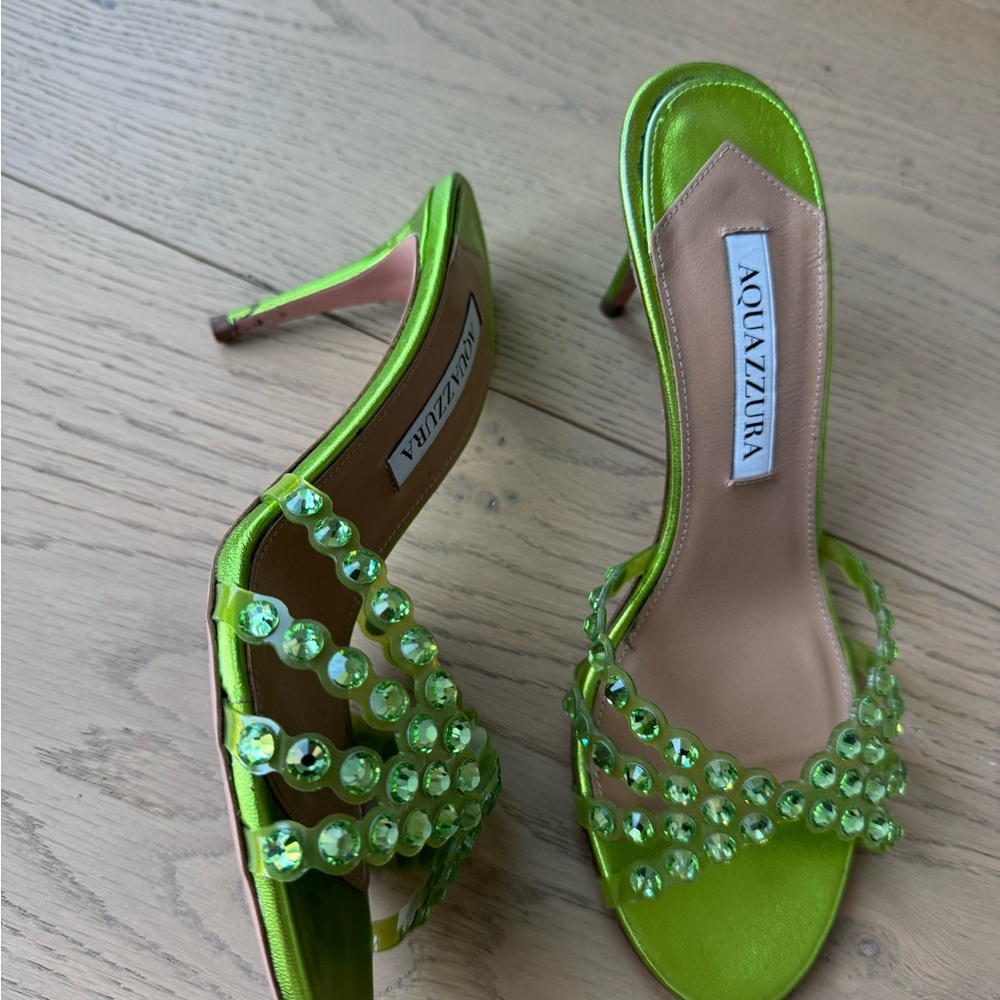 Aquazurra Tequila Crystal-Embellished Leather Heels - Picture 4 of 7